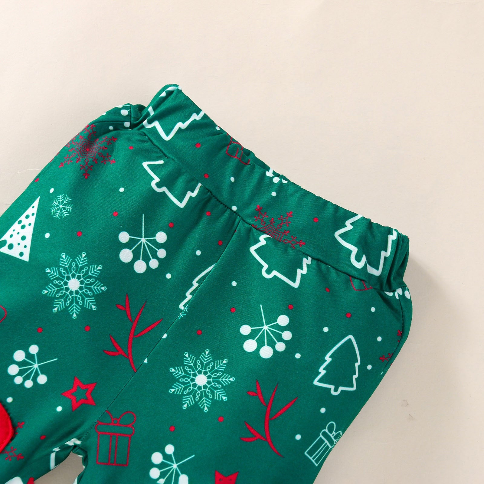 2PCS Infant unisex Christmas  Cartoon Striped Printed long sleeve Romper w Pants Trousers