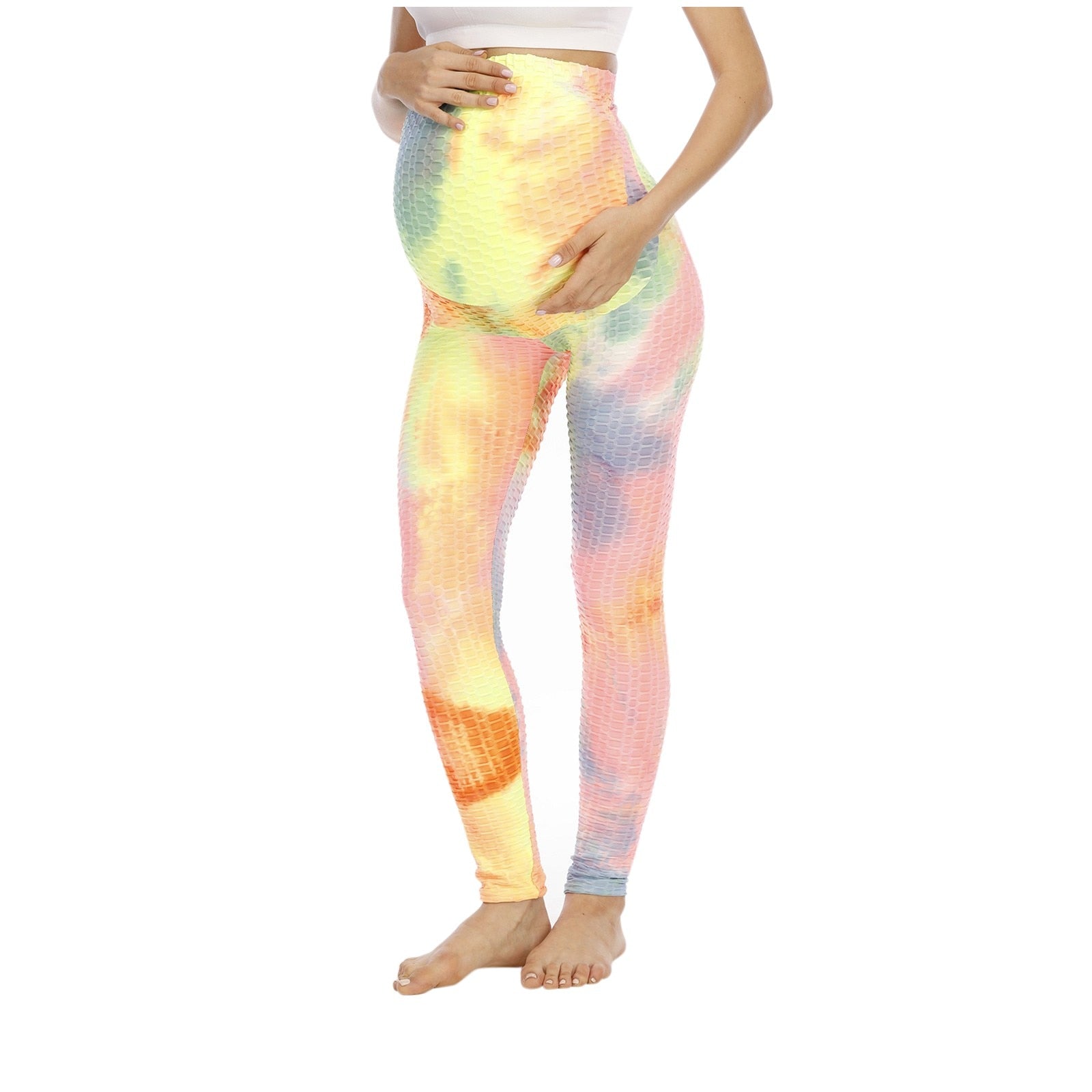 Pregnant Women Pants Maternity Tie-dyed Stretch Athletic Workout Yoga Full Length Pants