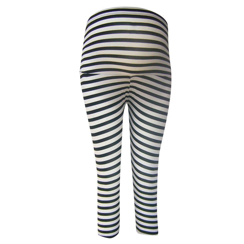 Leggings Maternity pants Clothes For Pregnant Women Pregnant Women Maternity Seven-quarter Stripe Print Casual High Waist Pants
