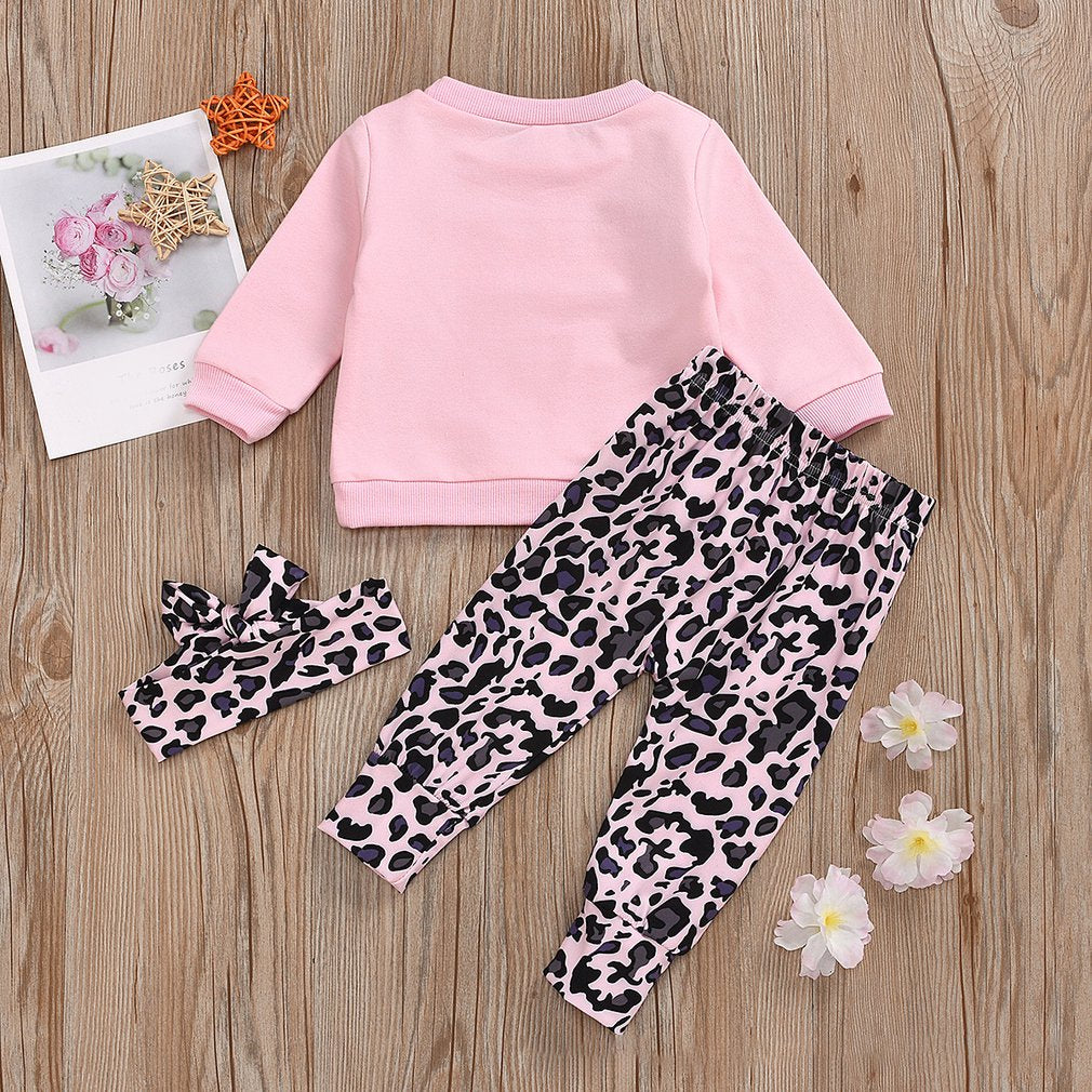 Infant Girls 3PCS Fall/Winter Newborn Pants Trousers Headband Outfit