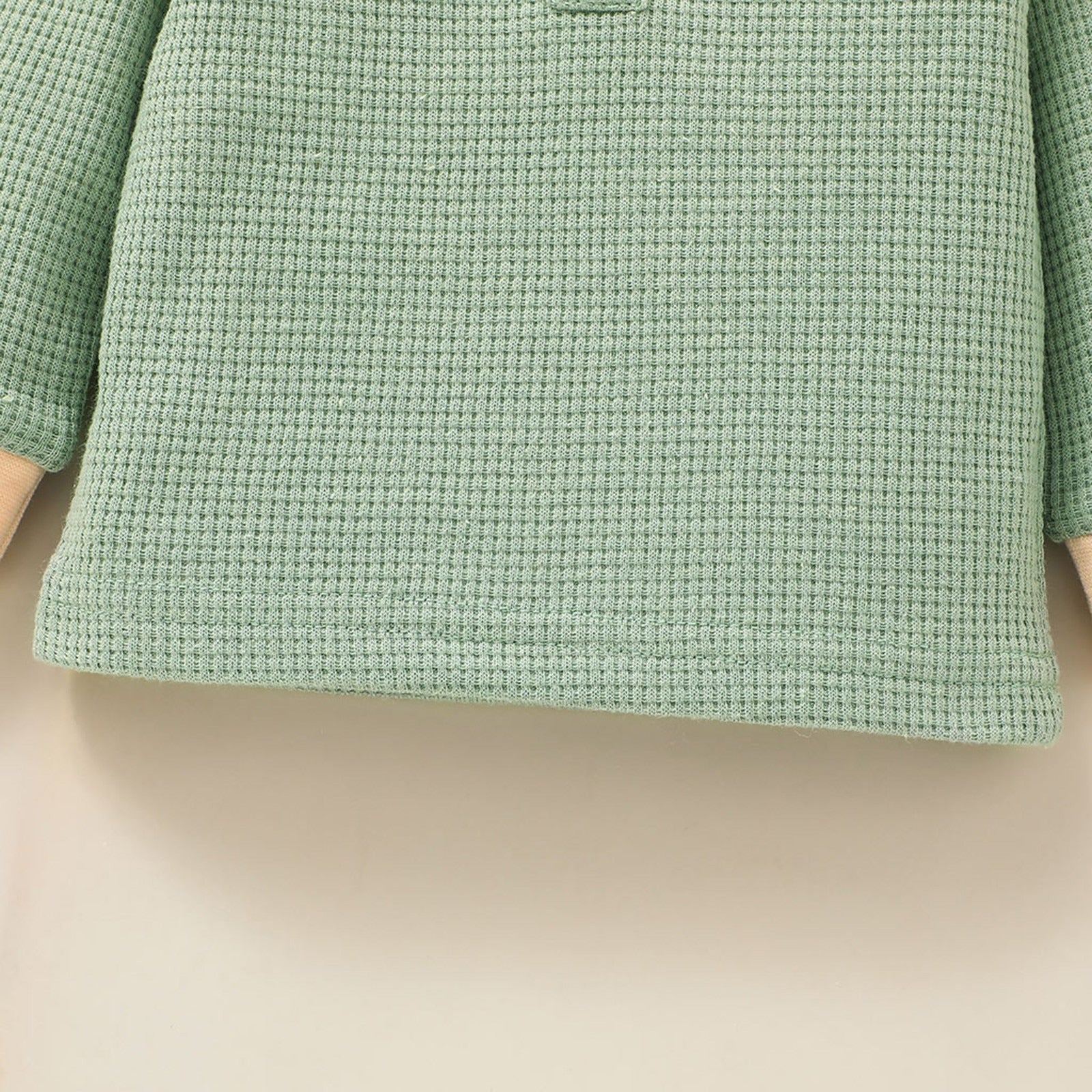 Newborn Unisex Buttoned Patchwork Sweatshirt +Pants Set