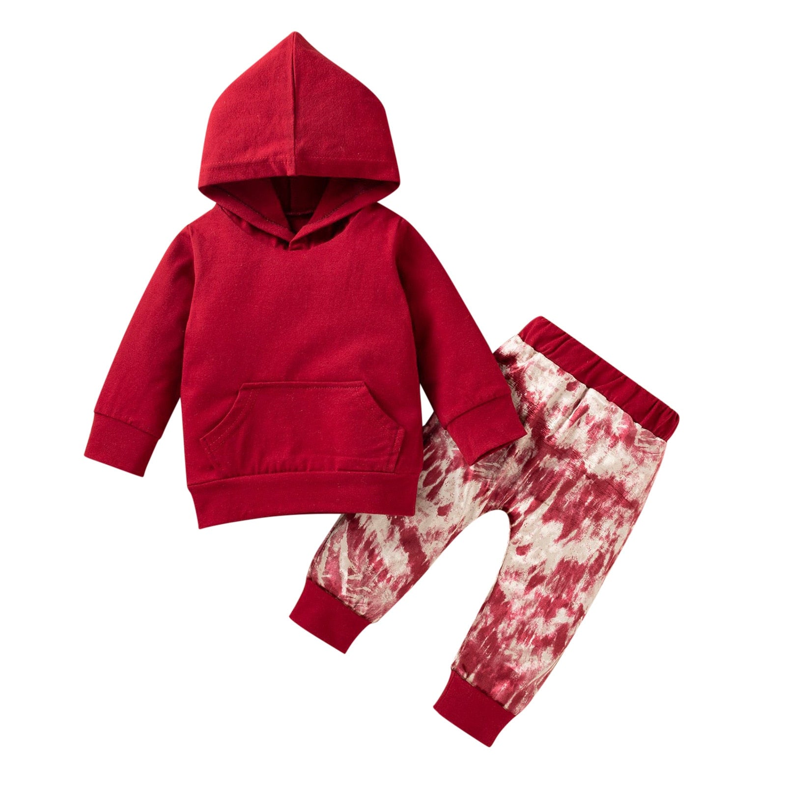 Winter Infant Unisex Clothing Set Solid Hooded Sweatshirt +Pants Infant Outfit