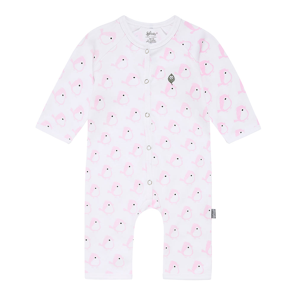 The Pink Birdie -  Long Romper - 100% Organic