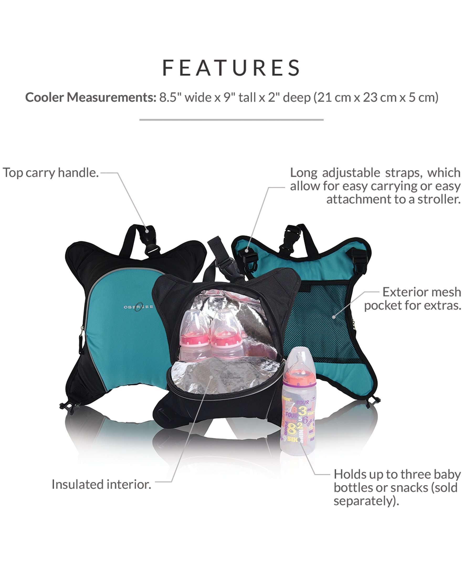 Obersee BERN Diaper Bag Backpack with Baby Bottle Cooler