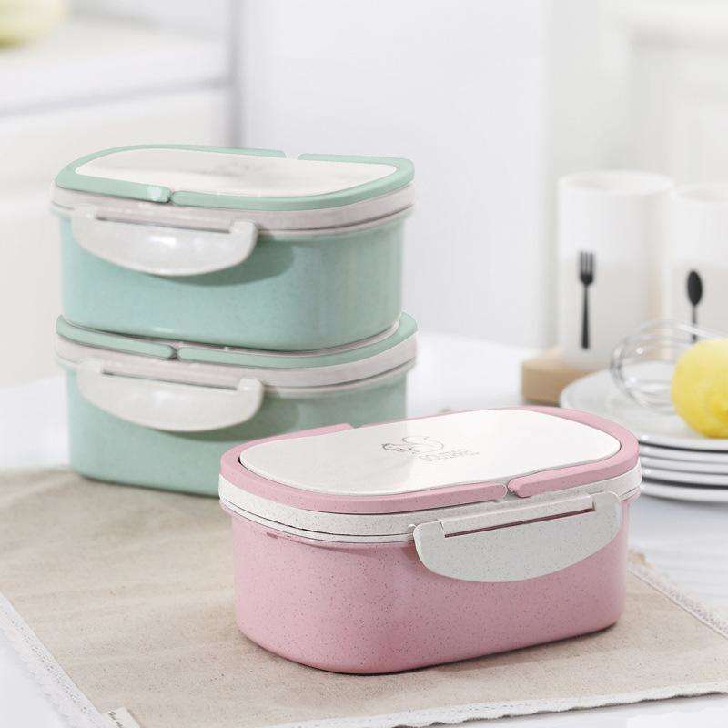 Portable Lunch Box for Kids Bento wheat straw with