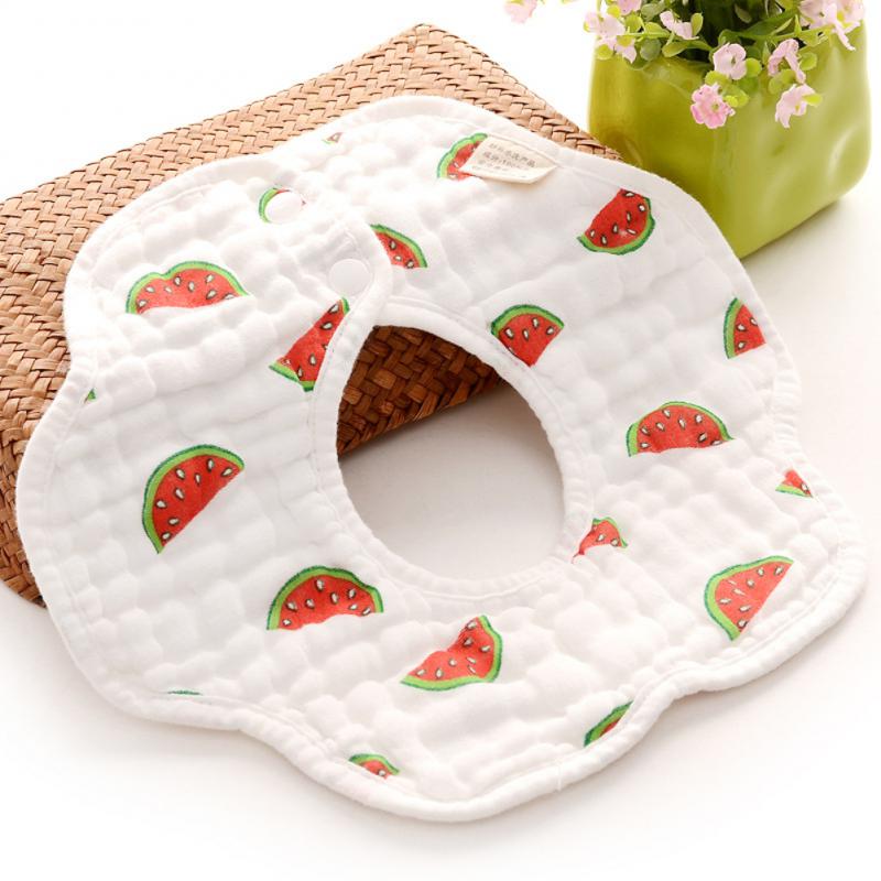 1pcs Baby Bibs 6 Layers Gauze Muslin Baby Bibs Burp Cloth 360° Rotation Bibs For Infant Baby Cartoon Saliva Towel Accessories