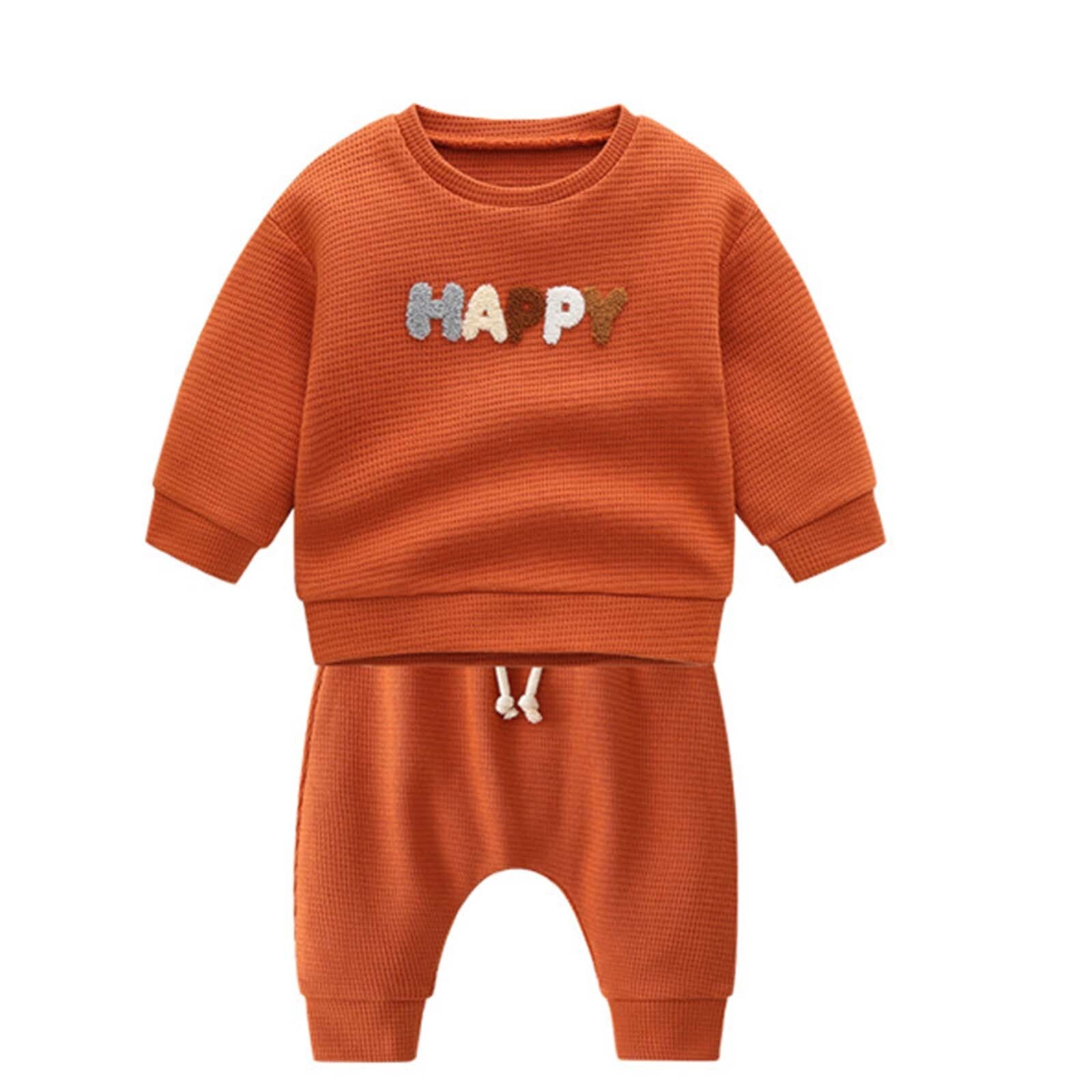 Infant Baby Girls Boys Autumn Winter Knit Letter Winter Track Pants 2pc outfit