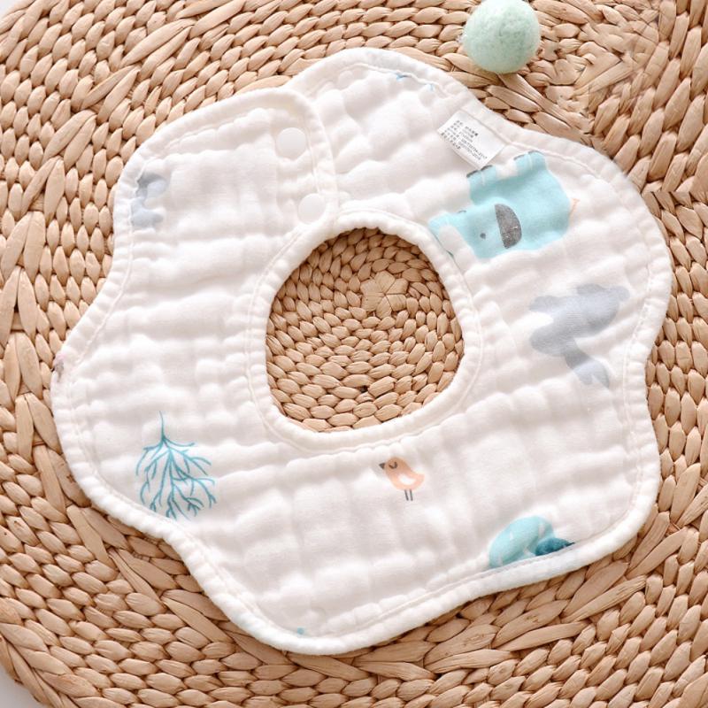 1pcs Baby Bibs 6 Layers Gauze Muslin Baby Bibs Burp Cloth 360° Rotation Bibs For Infant Baby Cartoon Saliva Towel Accessories