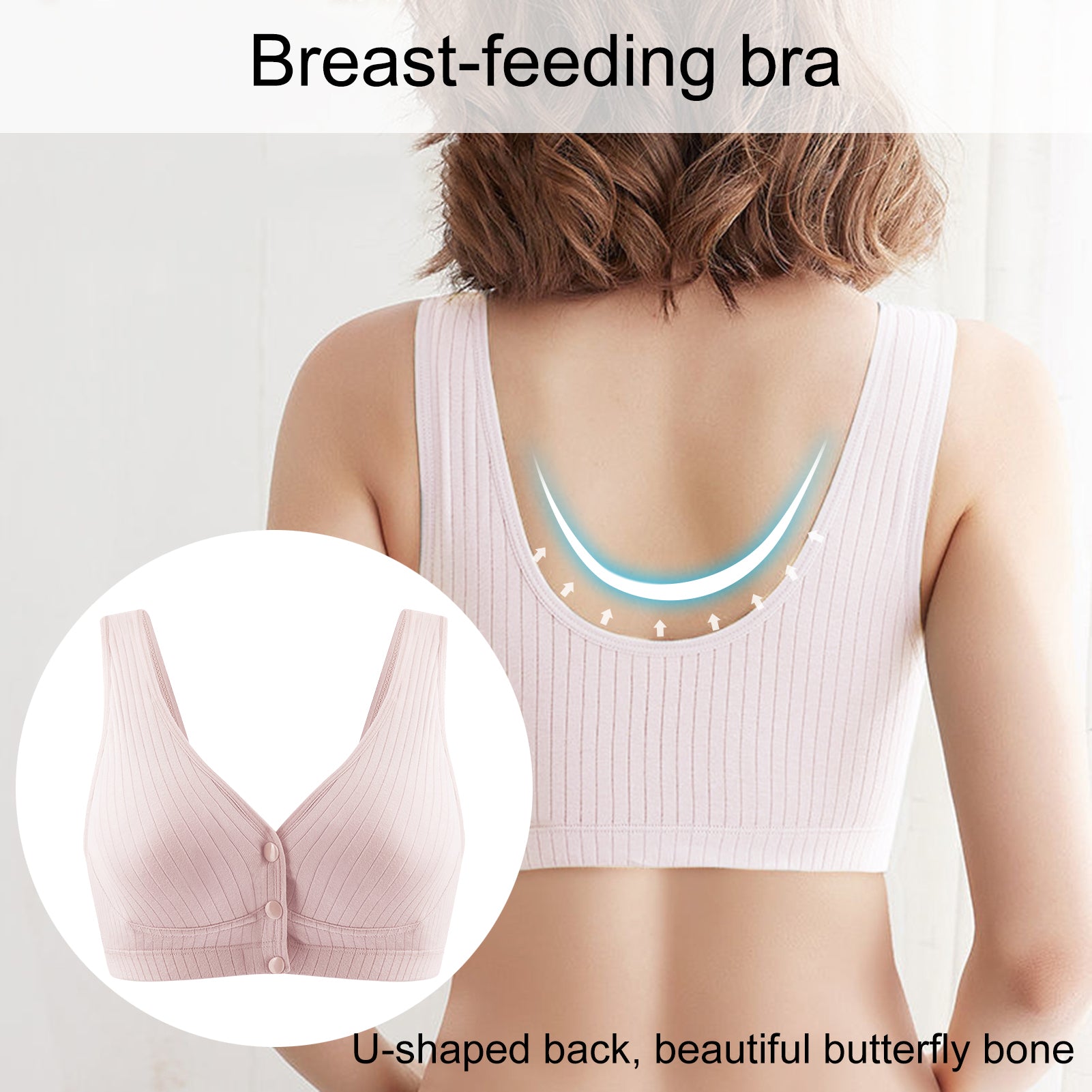 Women’s Nursing Bra Front Buckle Maternity Breast-Feeding Bralette With Wide Strap And Soft Breathable Cotton Fabric For