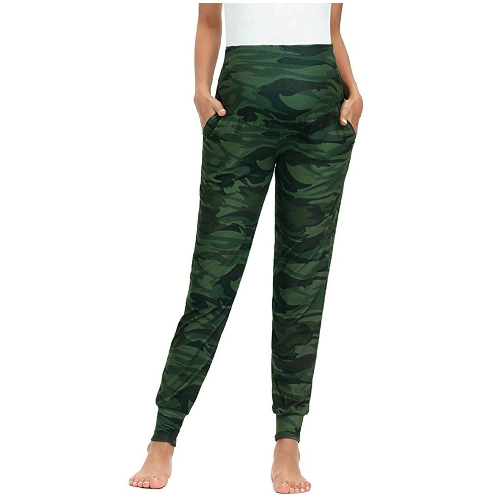 Maternity  Women Camouflage Pants, Stretchy Comfortable Pants High Waist Slim Maternity Leggings