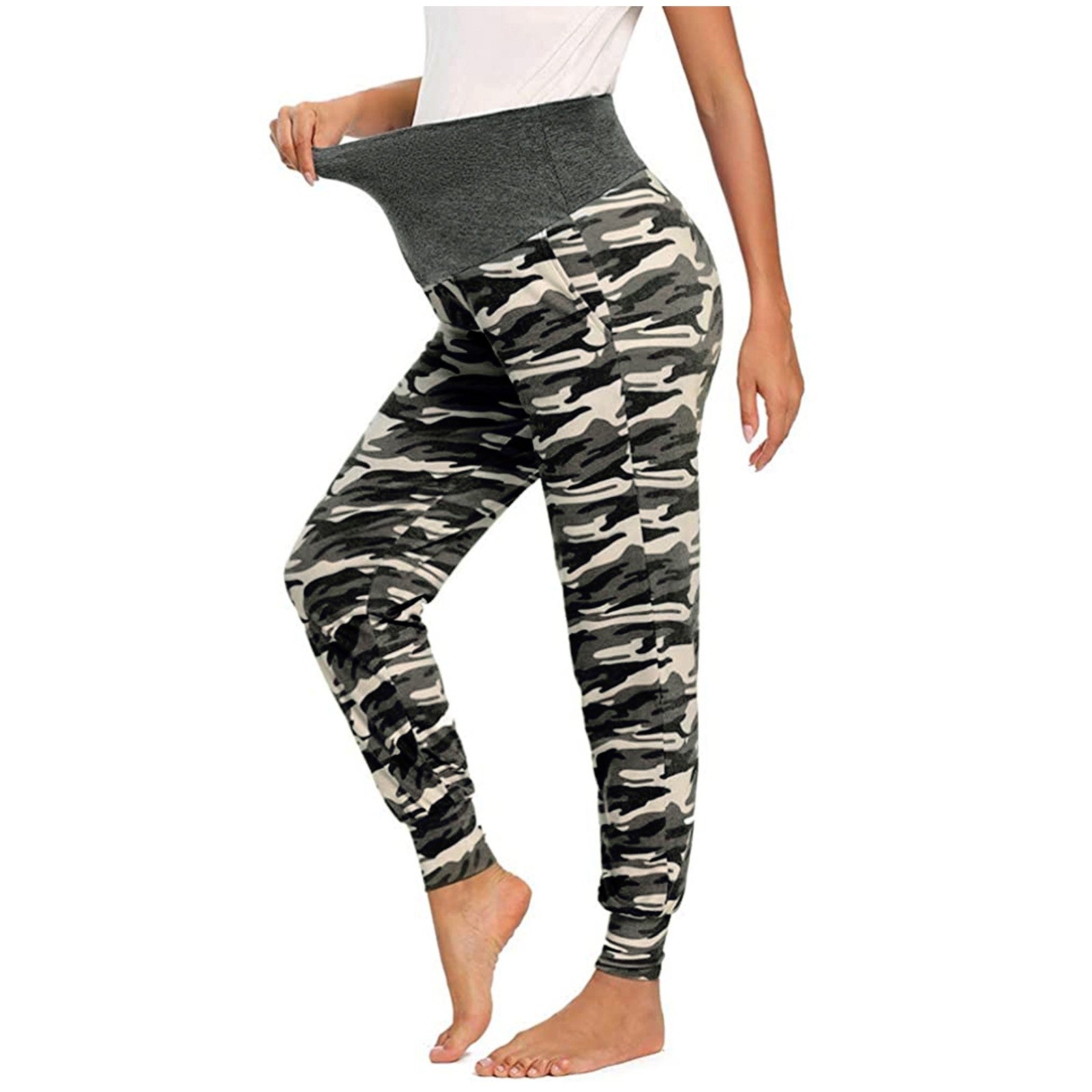 Maternity  Women Camouflage Pants, Stretchy Comfortable Pants High Waist Slim Maternity Leggings