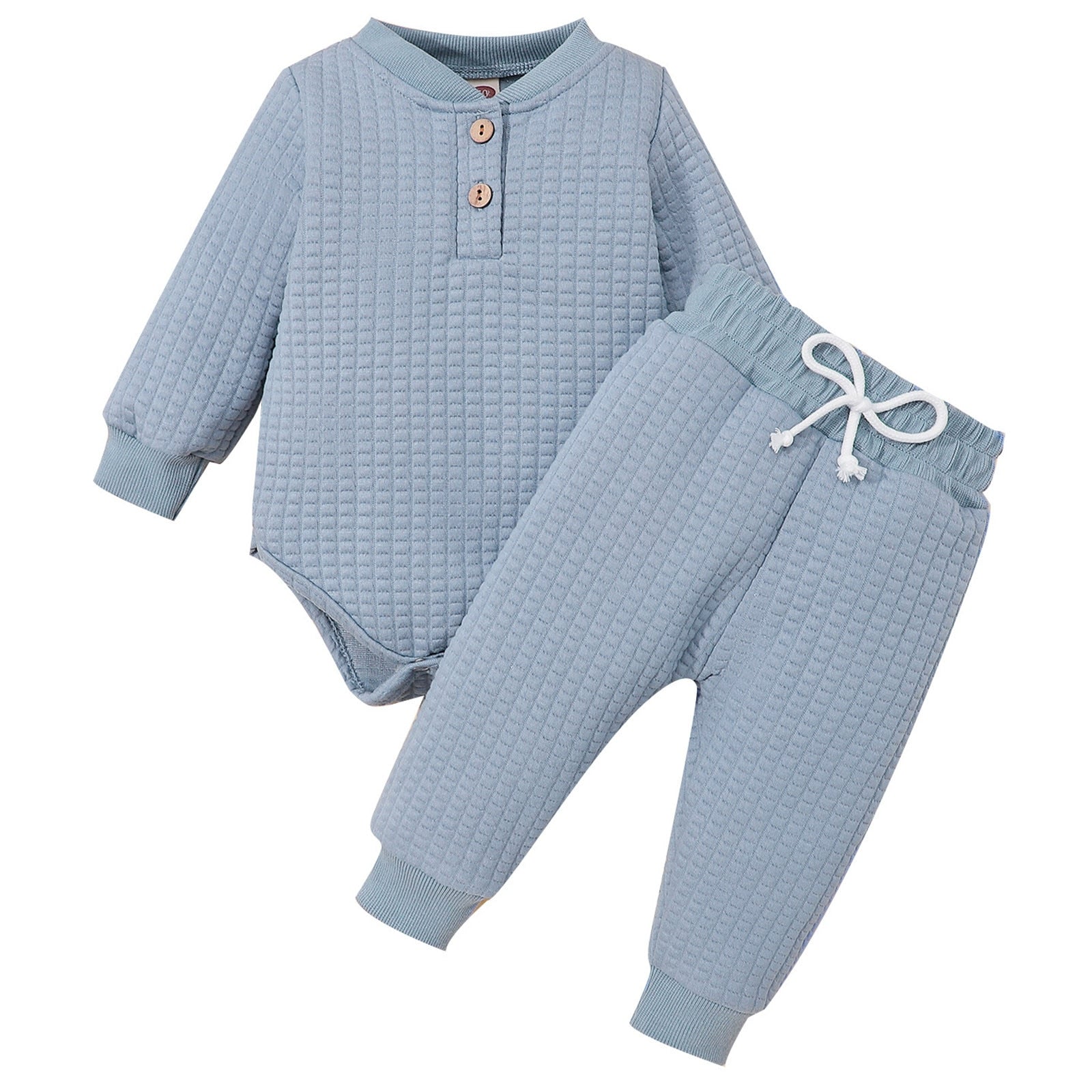Infant Girls Boys Winter Long Sleeve Solid Thickened Warm Romper 2PCS outfit