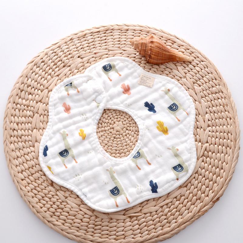 1pcs Baby Bibs 6 Layers Gauze Muslin Baby Bibs Burp Cloth 360° Rotation Bibs For Infant Baby Cartoon Saliva Towel Accessories