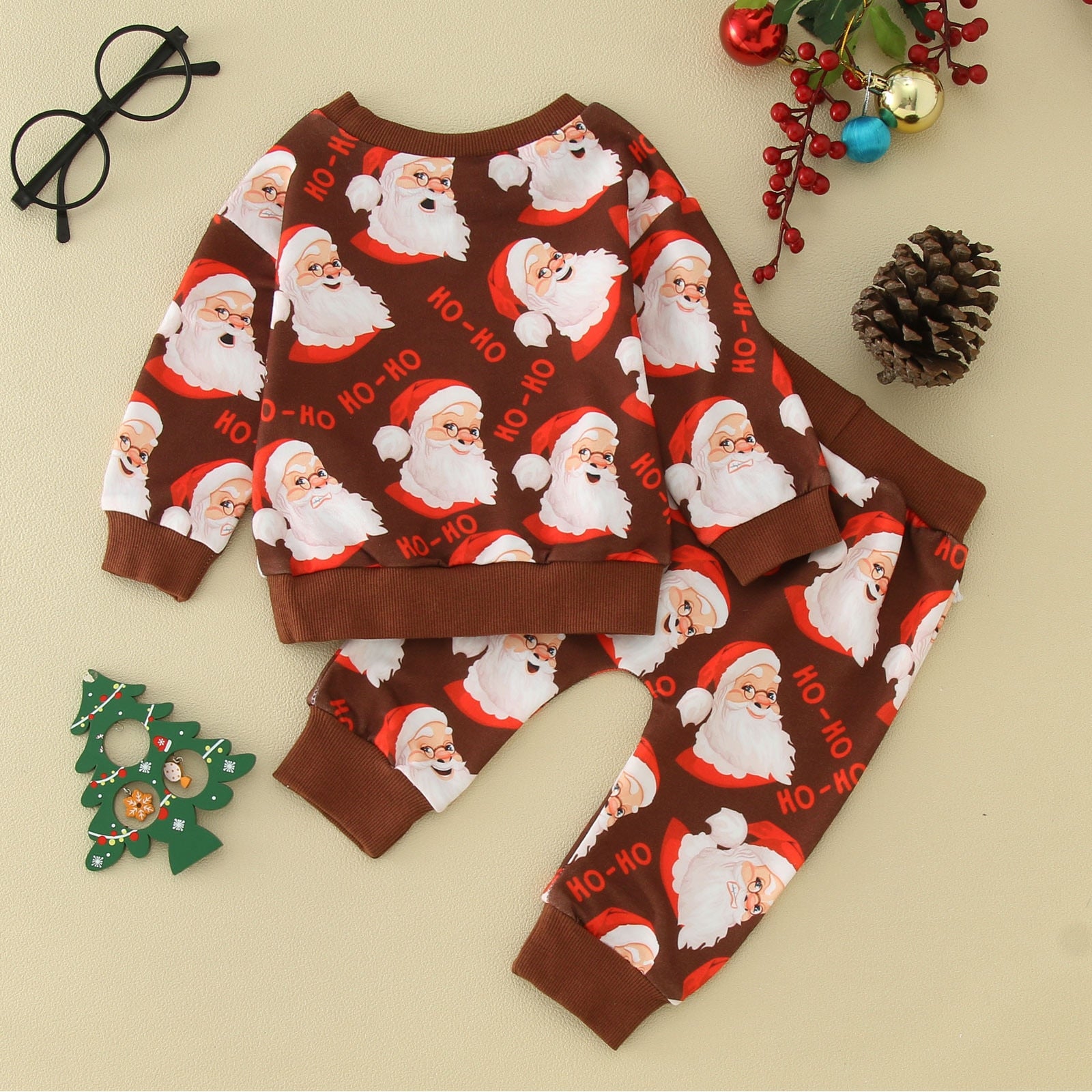 Infant Boys Girls Winter Christmas Long Sleeve Cartoon Santa Prints Kids Tops Pants 2PCS Baby Girl Summer Clothes 0-3 Months