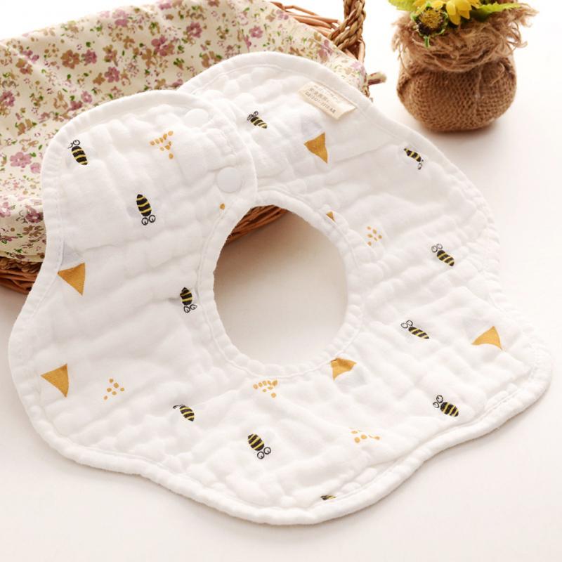 1pcs Baby Bibs 6 Layers Gauze Muslin Baby Bibs Burp Cloth 360° Rotation Bibs For Infant Baby Cartoon Saliva Towel Accessories