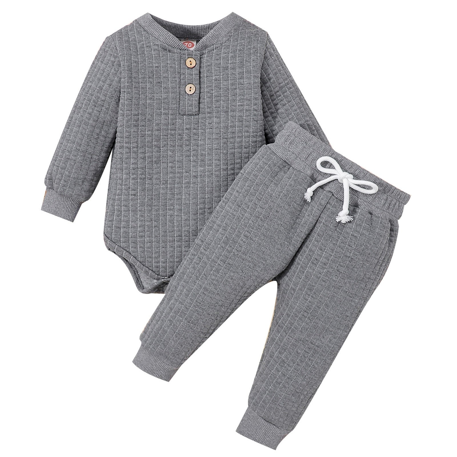 Infant Girls Boys Winter Long Sleeve Solid Thickened Warm Romper 2PCS outfit