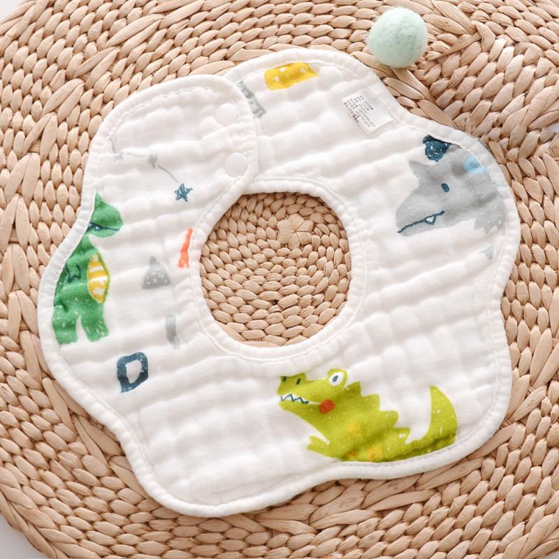 1pcs Baby Bibs 6 Layers Gauze Muslin Baby Bibs Burp Cloth 360° Rotation Bibs For Infant Baby Cartoon Saliva Towel Accessories