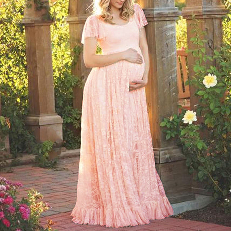 Maternity Dress For Pregnant Women Photography, Short sleeve lace Dress