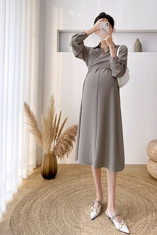2023 New Fashion Maternity Long Party Dress Elegant. A Line Slim Clothes for Pregnant Women