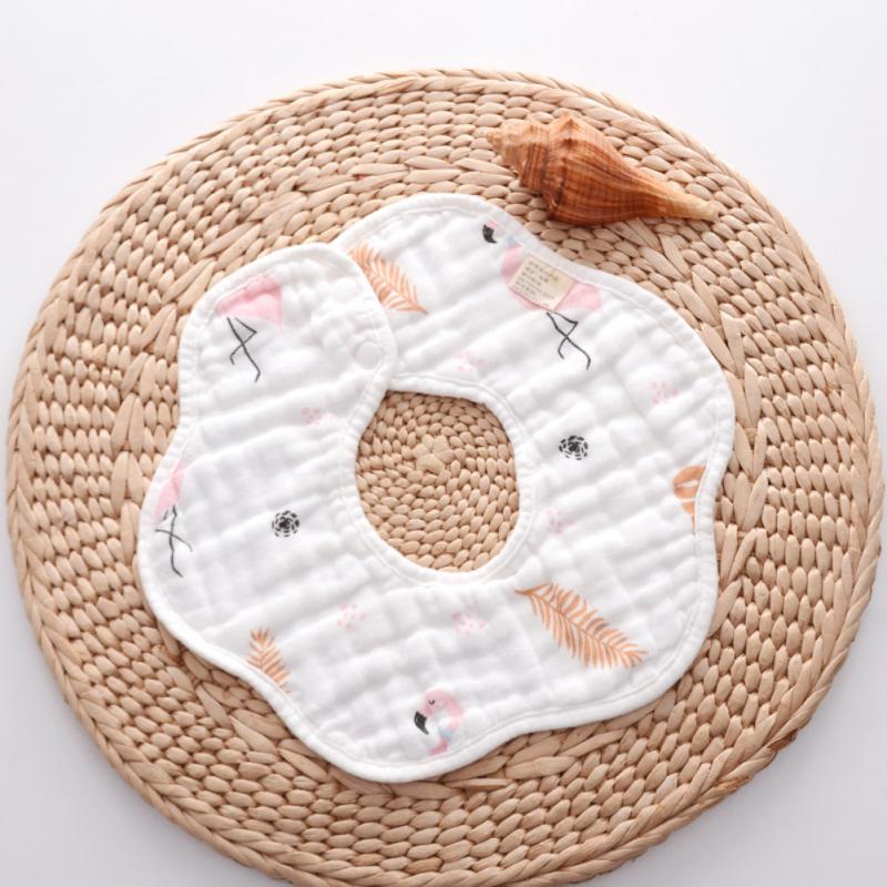 1pcs Baby Bibs 6 Layers Gauze Muslin Baby Bibs Burp Cloth 360° Rotation Bibs For Infant Baby Cartoon Saliva Towel Accessories