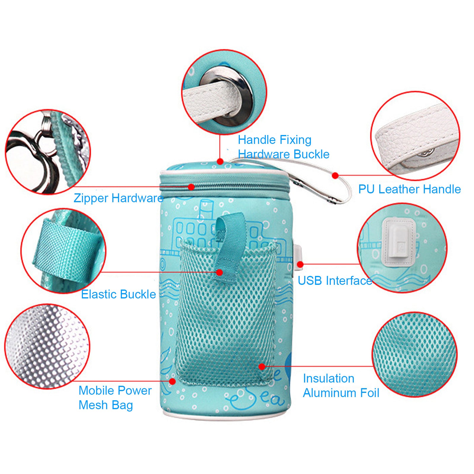 New Milk Usb Baby Bottle Warmer Car Heater Food Feeding Heat Insulated Thermal Insulation Bag Stroller Accessories Bags