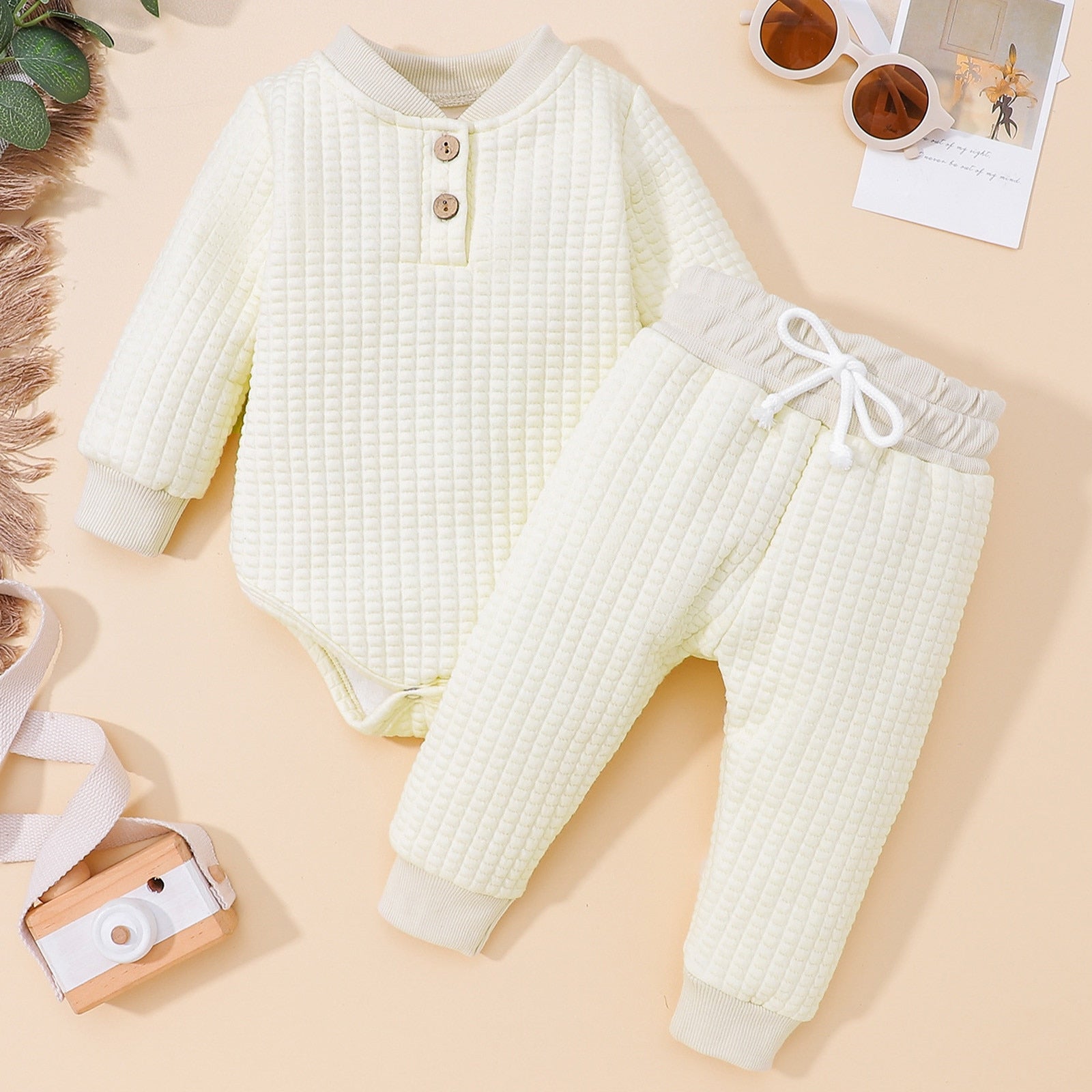 My 1st New Years Baby Girl Outfit - 2-Piece Romper & Flared Pants Set