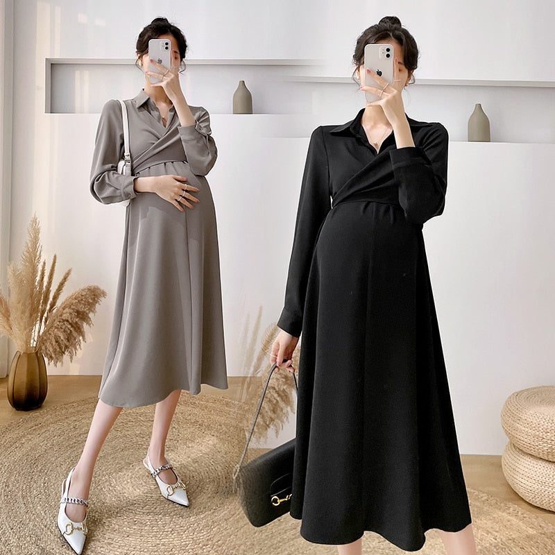 2023 New Fashion Maternity Long Party Dress Elegant. A Line Slim Clothes for Pregnant Women