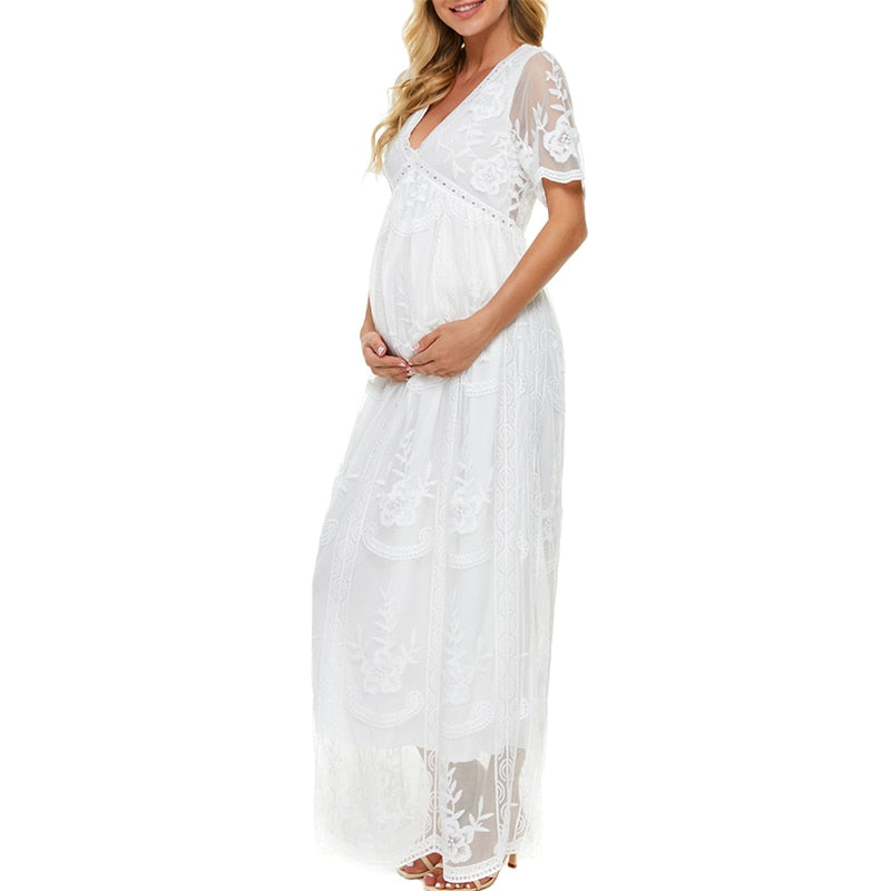 New Boho Maternity Lace Dresses For Photo Shoot Pregnant Woman Photography V-Neck Dress