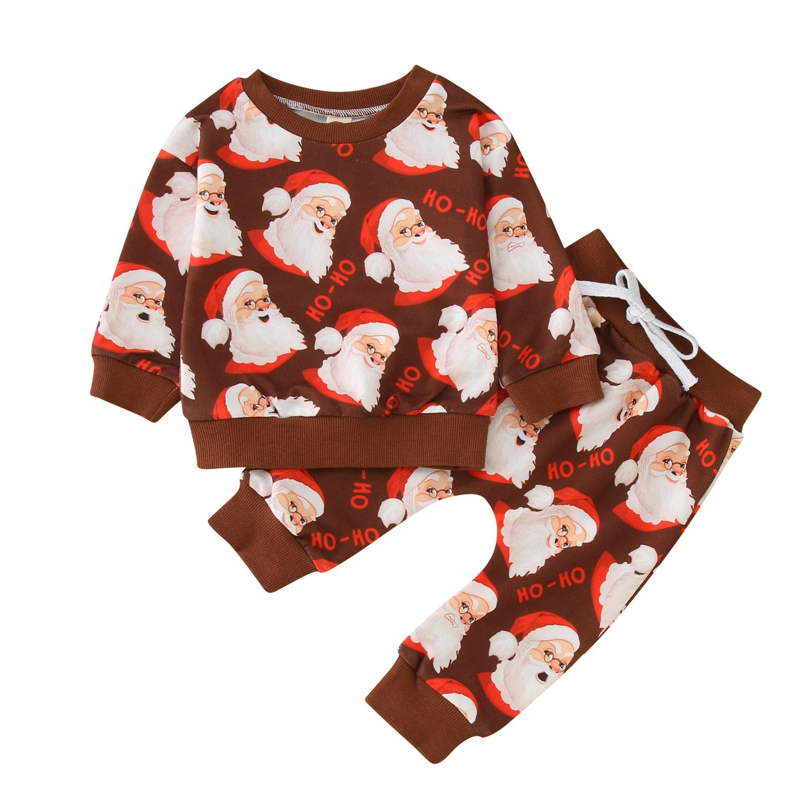 Infant Boys Girls Winter Christmas Long Sleeve Cartoon Santa Prints Kids Tops Pants 2PCS Baby Girl Summer Clothes 0-3 Months