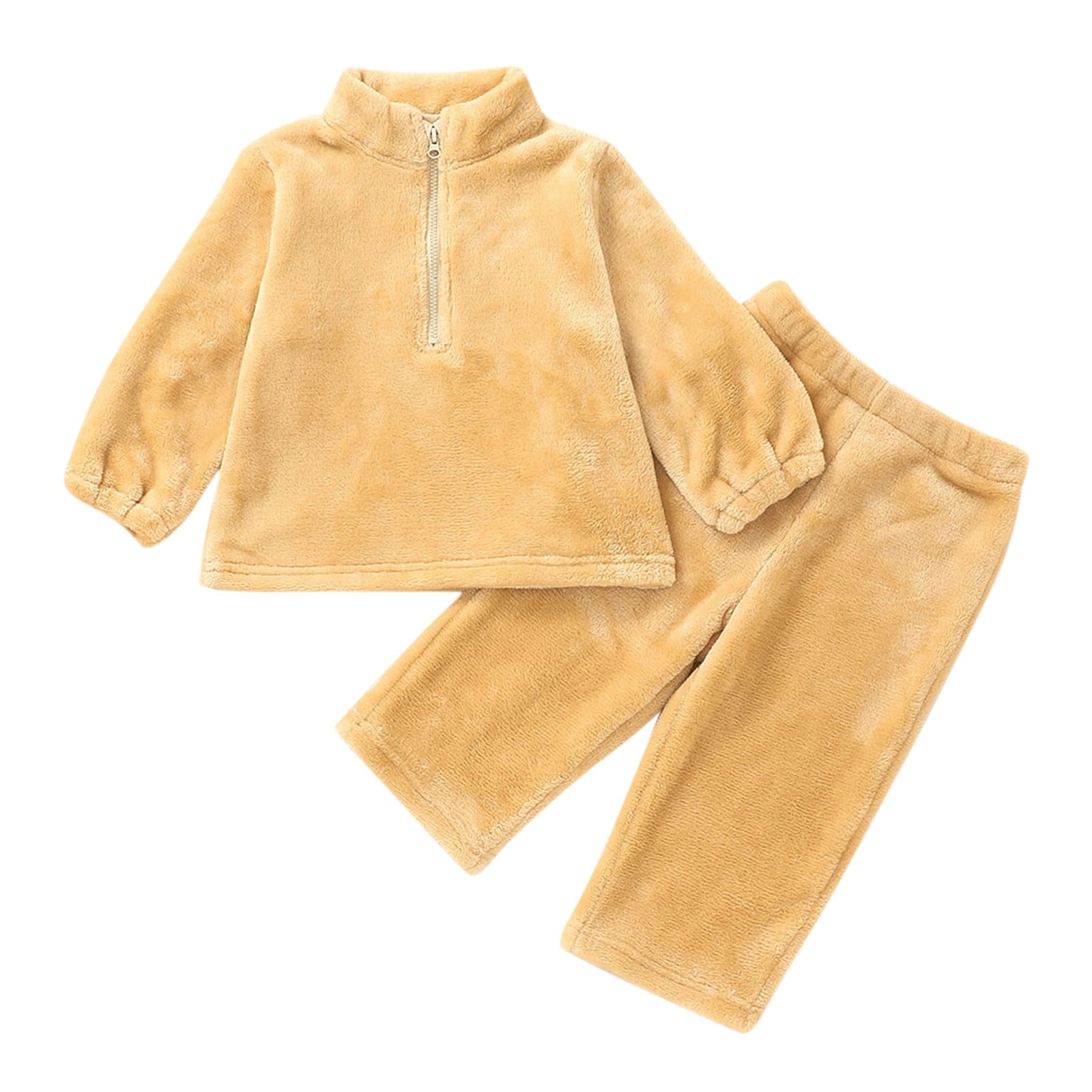 Baby Girls/Boys Solid Long Sleeve Sweatshirt Fleece Top Pants Winter 2 Pcs outfit