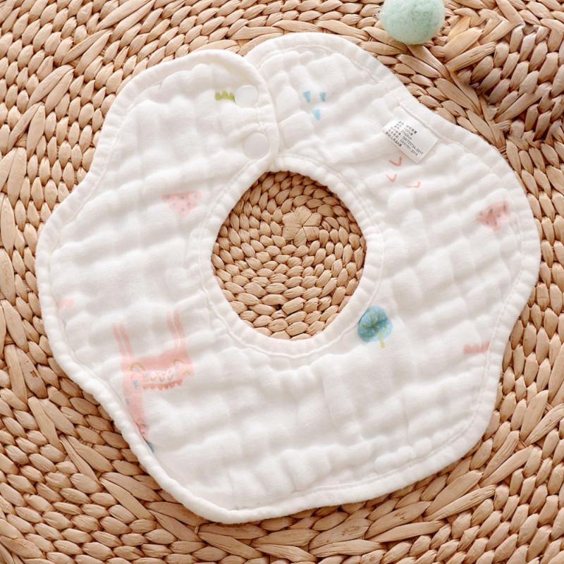 1pcs Baby Bibs 6 Layers Gauze Muslin Baby Bibs Burp Cloth 360° Rotation Bibs For Infant Baby Cartoon Saliva Towel Accessories