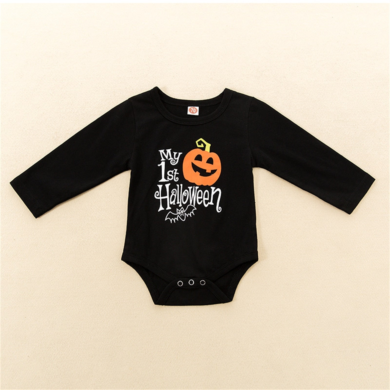 Newborn Infant Unisex Halloween Pumpkin Outfits Long Sleeve Romper Tops, Long Pants, Hats outfit