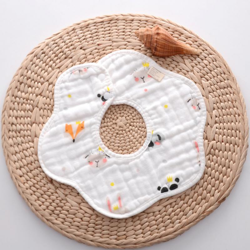 1pcs Baby Bibs 6 Layers Gauze Muslin Baby Bibs Burp Cloth 360° Rotation Bibs For Infant Baby Cartoon Saliva Towel Accessories