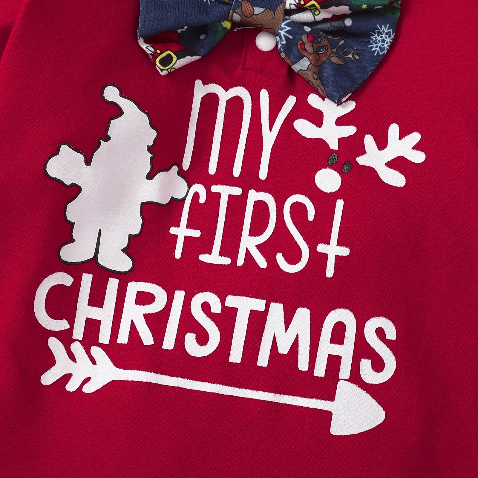 Infant Boys Girls Winter Long Sleeve Christmas Santa Cartoon Prints Romper Pants Hat Outfit