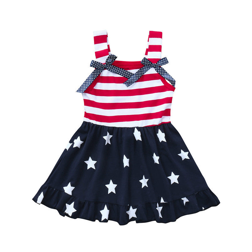 Toddler Baby Girls Dress Star Print 4th Of July