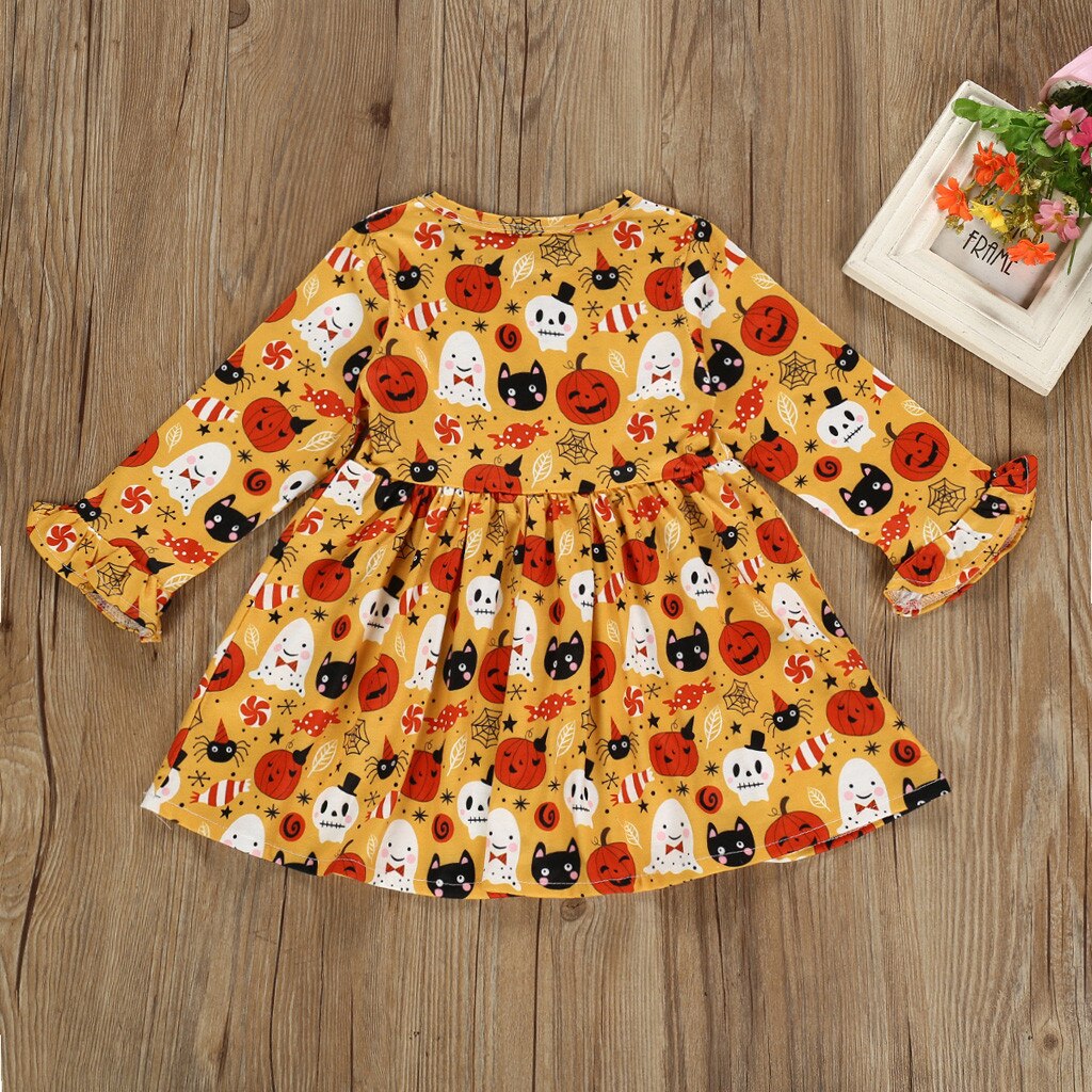 Toddler Kids Baby Girl Halloween Pumpkin Printed