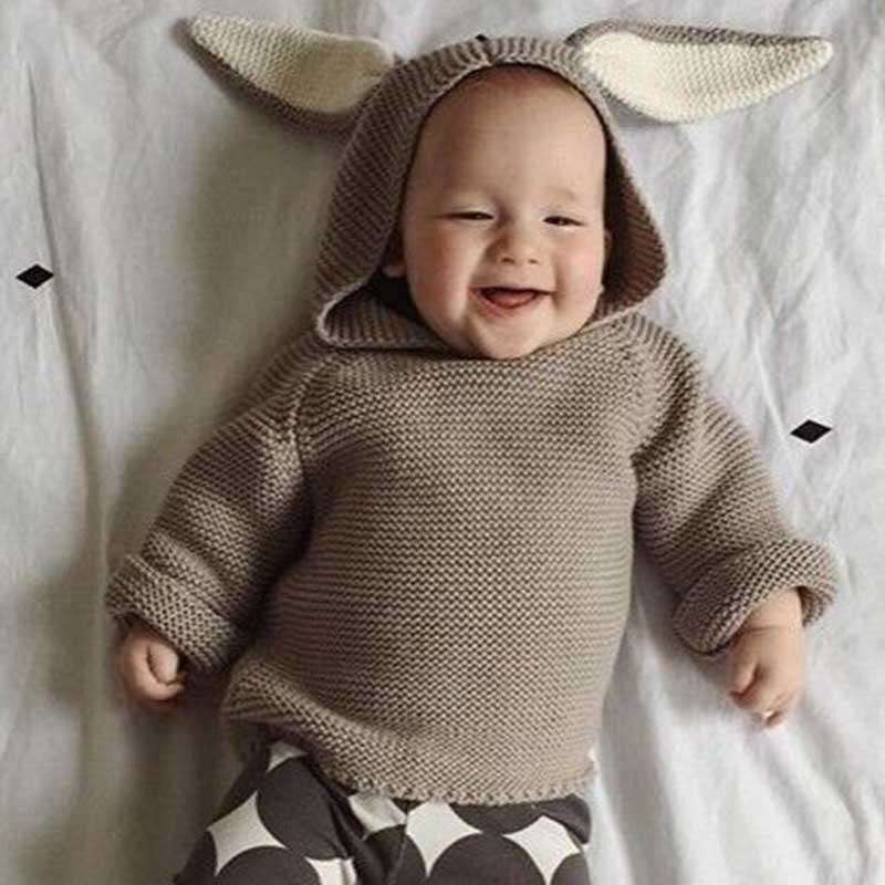 Winter Warm Kids Casual Sweater Baby Boy Girl Solid Print Cotton