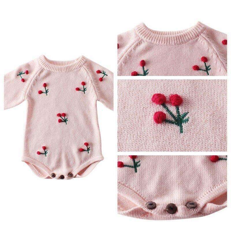 Baby Girl Knitted Cherry Onesie