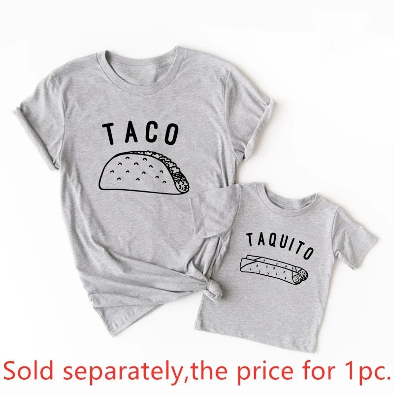 Taco Family Matching Clothes Tshirt Baby Bodysuit Kids Tshirt Family Look Father Son Family Clothes